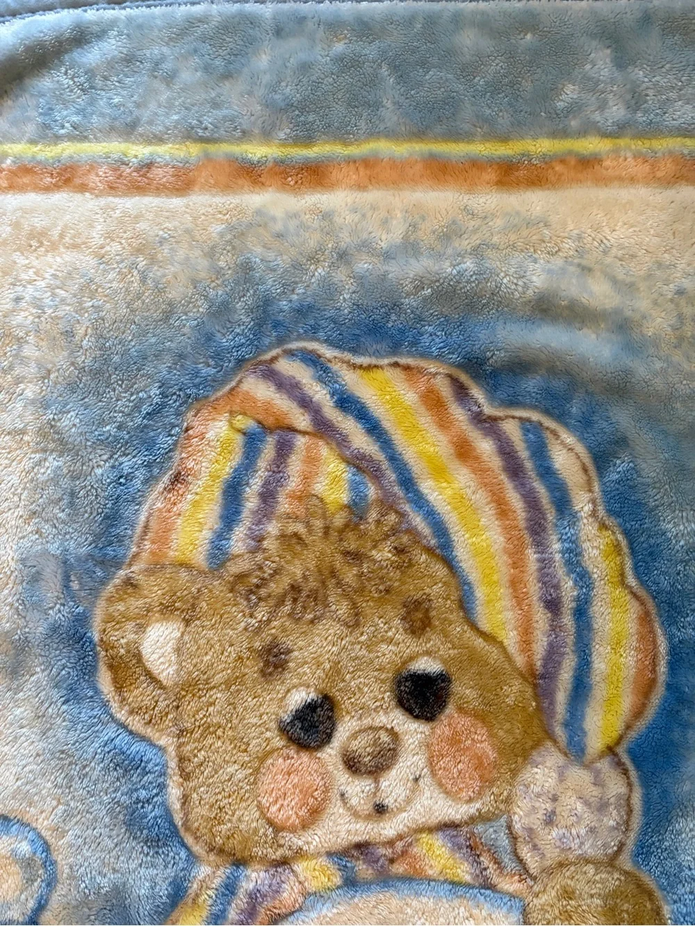Vintage Iconic Teddy Bears Fleece Crib Blanket 1980’s Super Baby 52x38